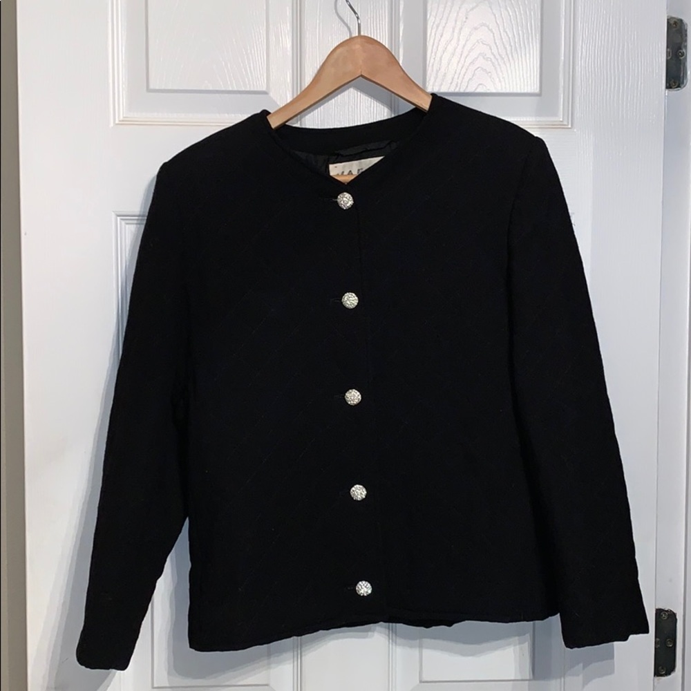 Black Women's Button-Front Blazer Jacket